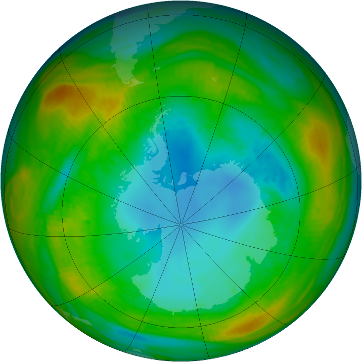Antarctic ozone map for 10 August 1982